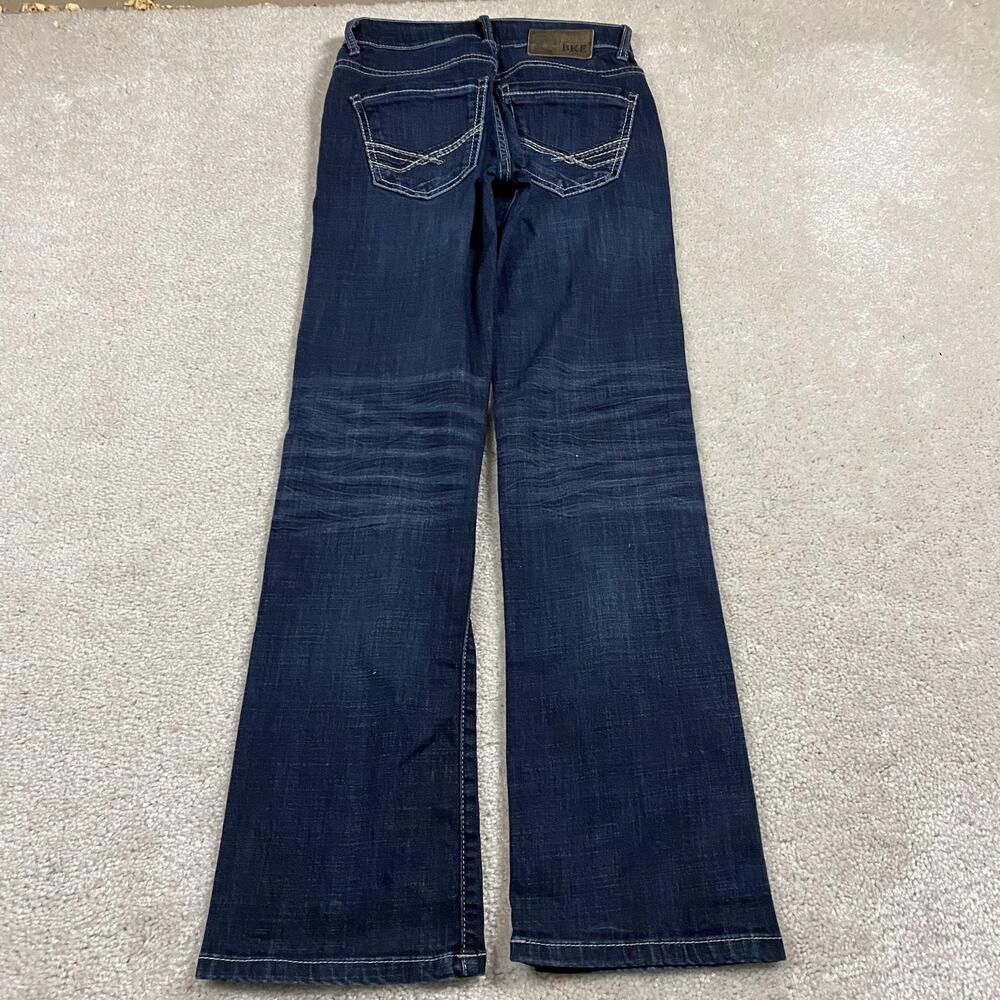 BKE Aiden Bootleg Jeans Womens 26R Dark Wash Bootcut Denim Stitching Low Rise